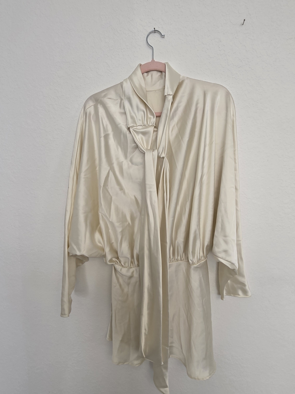 Zara Satin Cream Tie-Neck Robe